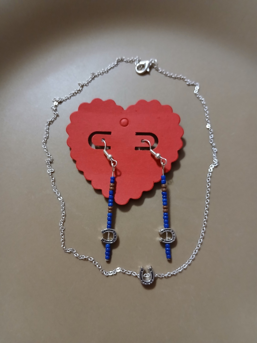 Blue Beaded Dangle Earrings and Necklace Set - Women Jewelry